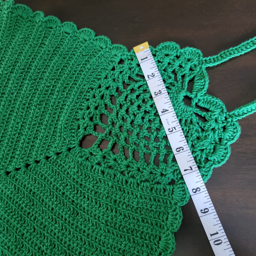 HAND-KNITTED Womens Green Halter Top with Adjustable Straps (One Size) - Picture 9 of 11